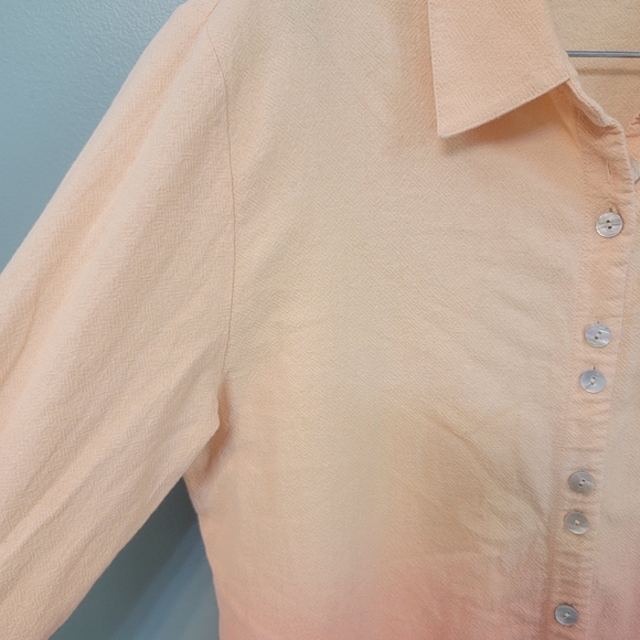 Soft Surroundings Dip Dye Ombré Top Womens Size medium Button Front Long Sleeve - Picture 4 of 7